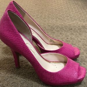 Jessica Simpson HOT PINK platform stilettos heels